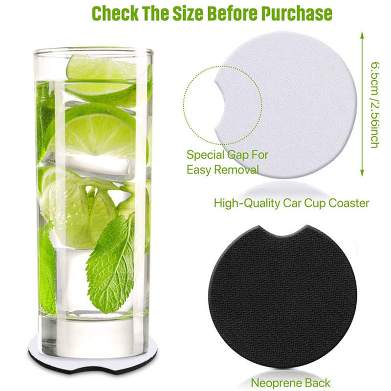 Custom Natural Rubber Blank Car Coaster - Neoprene Sublimation B<i></i>ase | Yiwu Jiashi Home Textile Co.,